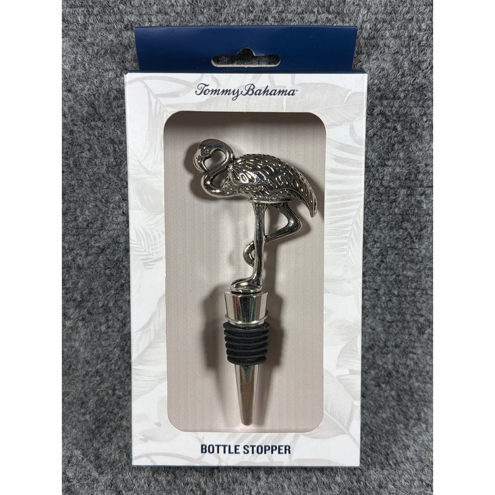 Tommy Bahama Flamingo Wine Bottle Stopper Silver Tone Metal Tropical NIB